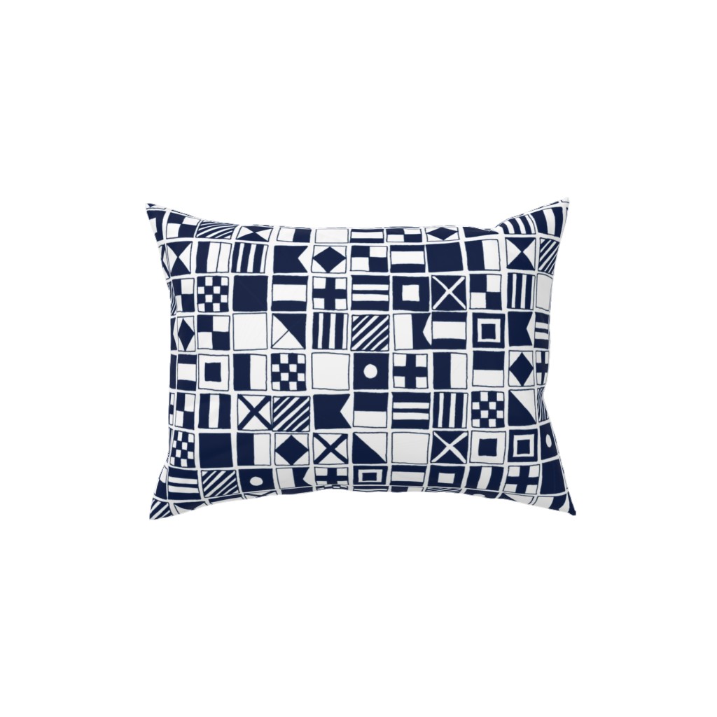Sailing Flags - Navy Blue Pillow, Woven, Beige, 12x16, Single Sided, Blue, True Blue