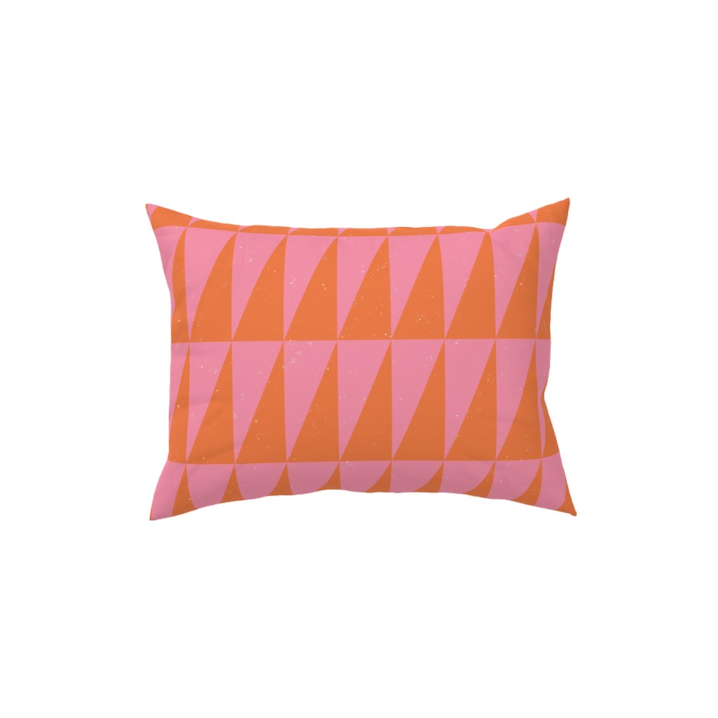 Dual Traingles - Pink Pillow, Woven, Beige, 12x16, Single Sided, Pink, Bright Pink