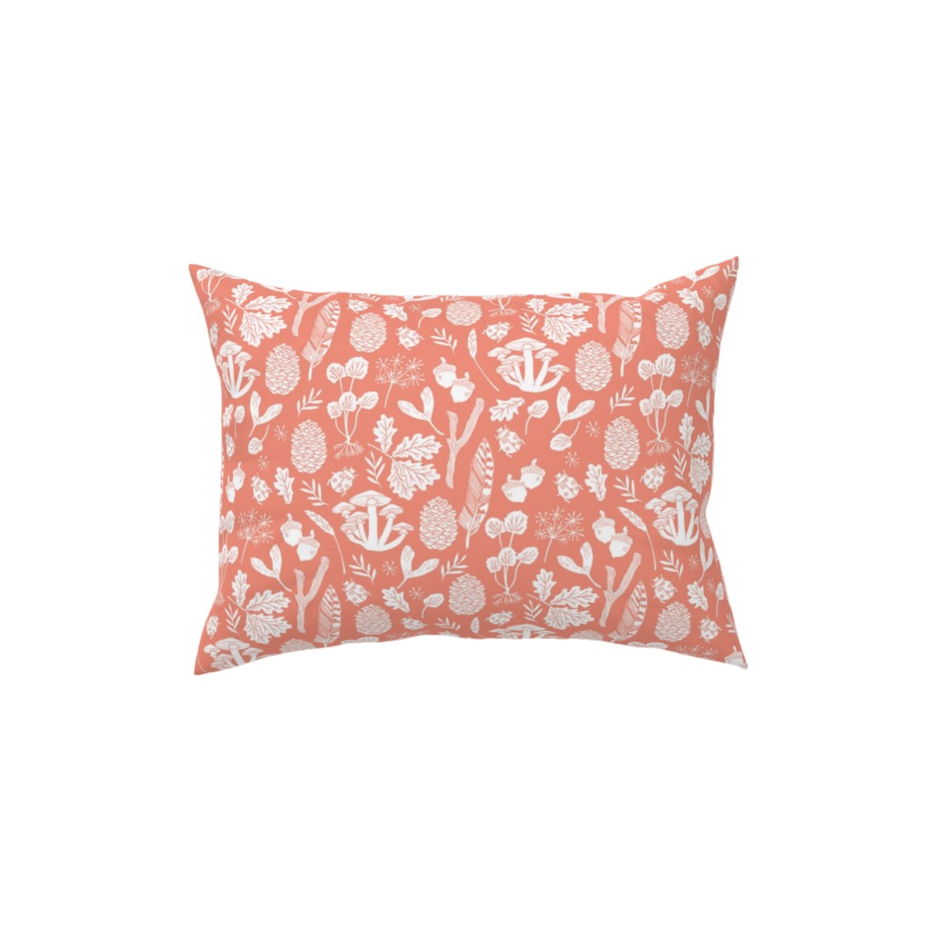 Nature Walk Block Print - Pink Pillow, Woven, Beige, 12x16, Single Sided, Pink