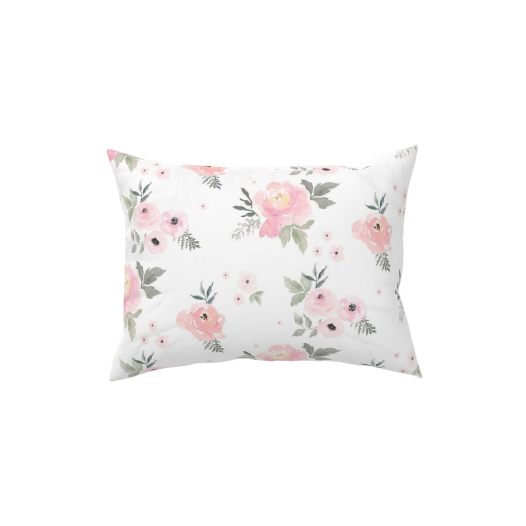 Sweet Blush Roses - Pink Pillow, Woven, Beige, 12x16, Single Sided, Pink