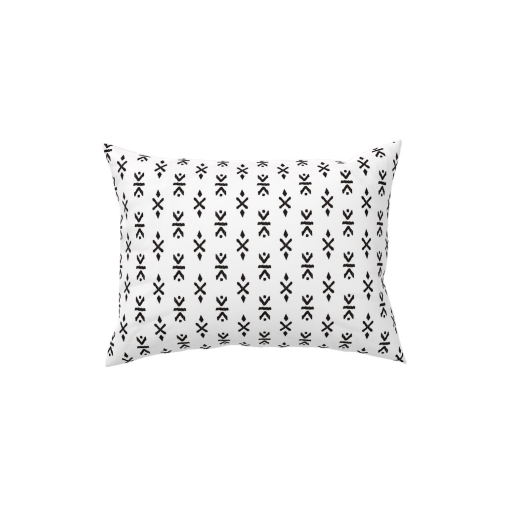 Monochrome Tribal Print - Neutral Pillow, Woven, Beige, 12x16, Single Sided, White