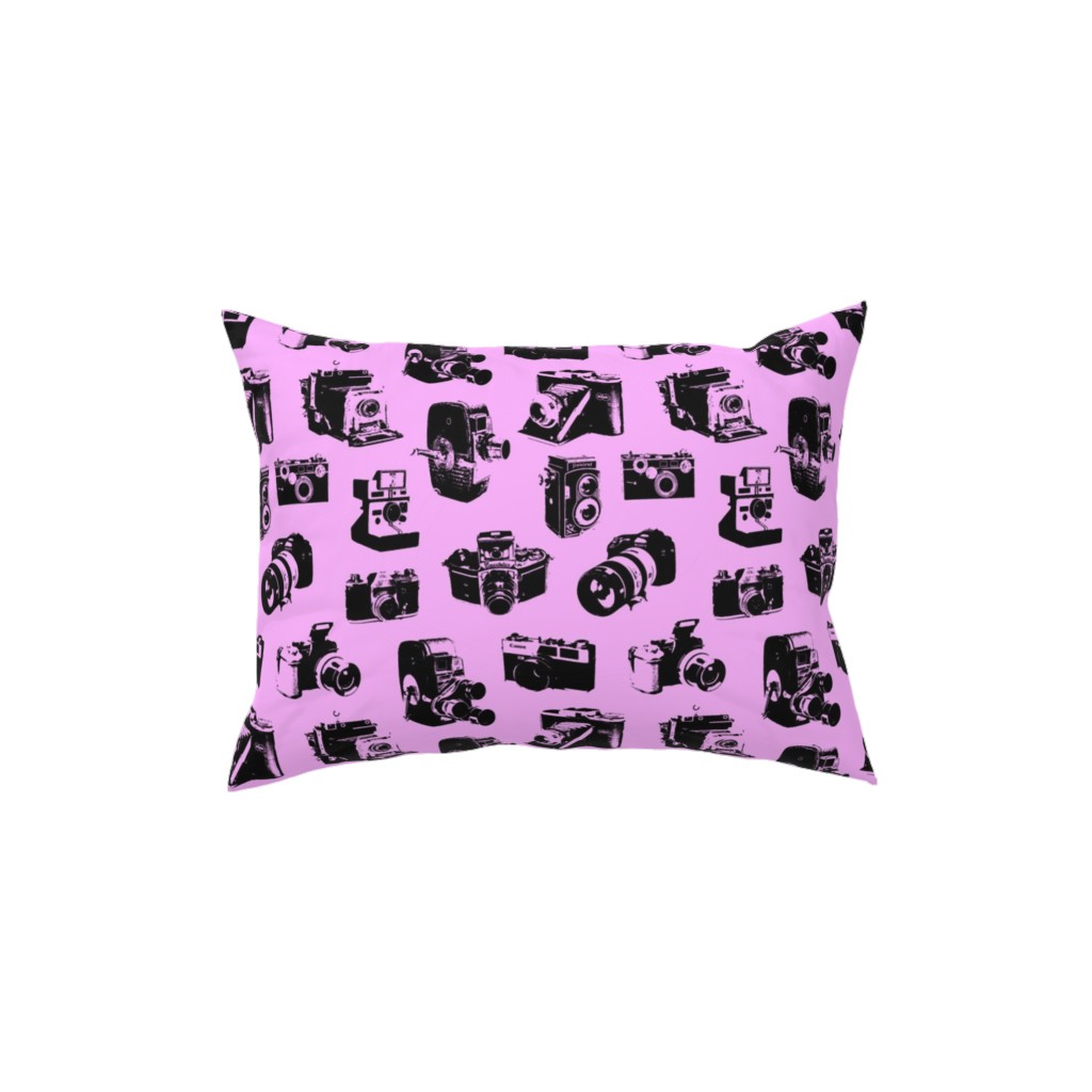 Retro Cameras Pillow, Woven, Beige, 12x16, Single Sided, Pink, Pink Lady