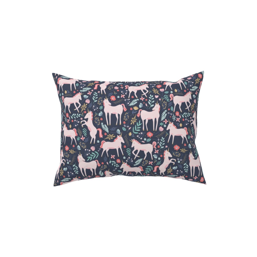 Unicorn Fields Pillow, Woven, Beige, 12x16, Single Sided, Multicolor, Navy