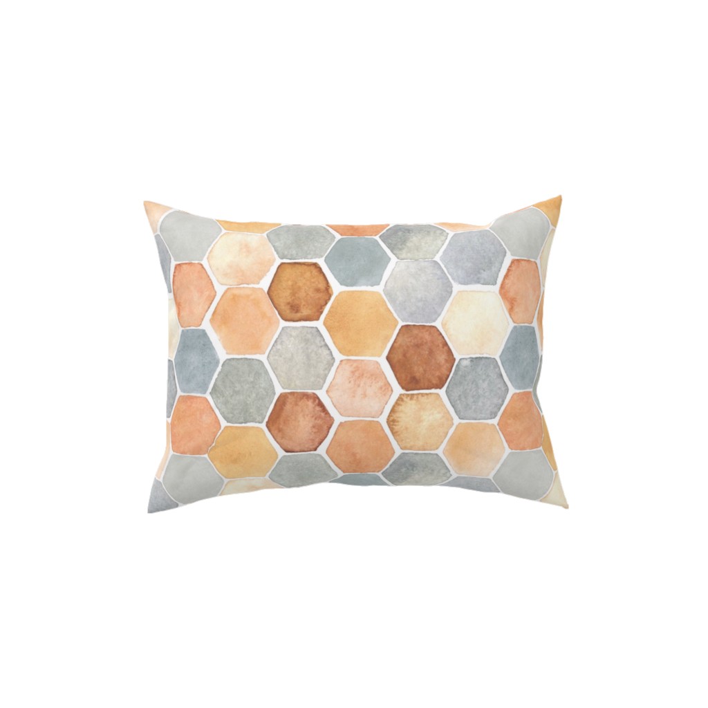Hexagon - Warm Pillow, Woven, Beige, 12x16, Single Sided, Multicolor