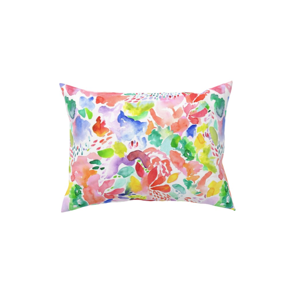 Happy Abstract Watercolor Pillow, Woven, Beige, 12x16, Single Sided, Multicolor, Bright Coral
