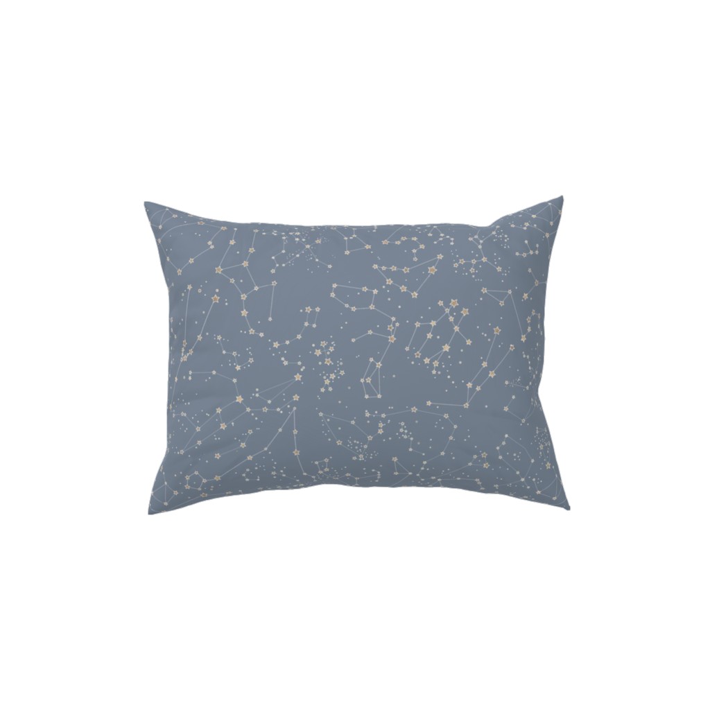 Constellations - Grey With Gold Stars Pillow, Woven, Beige, 12x16, Single Sided, Gray