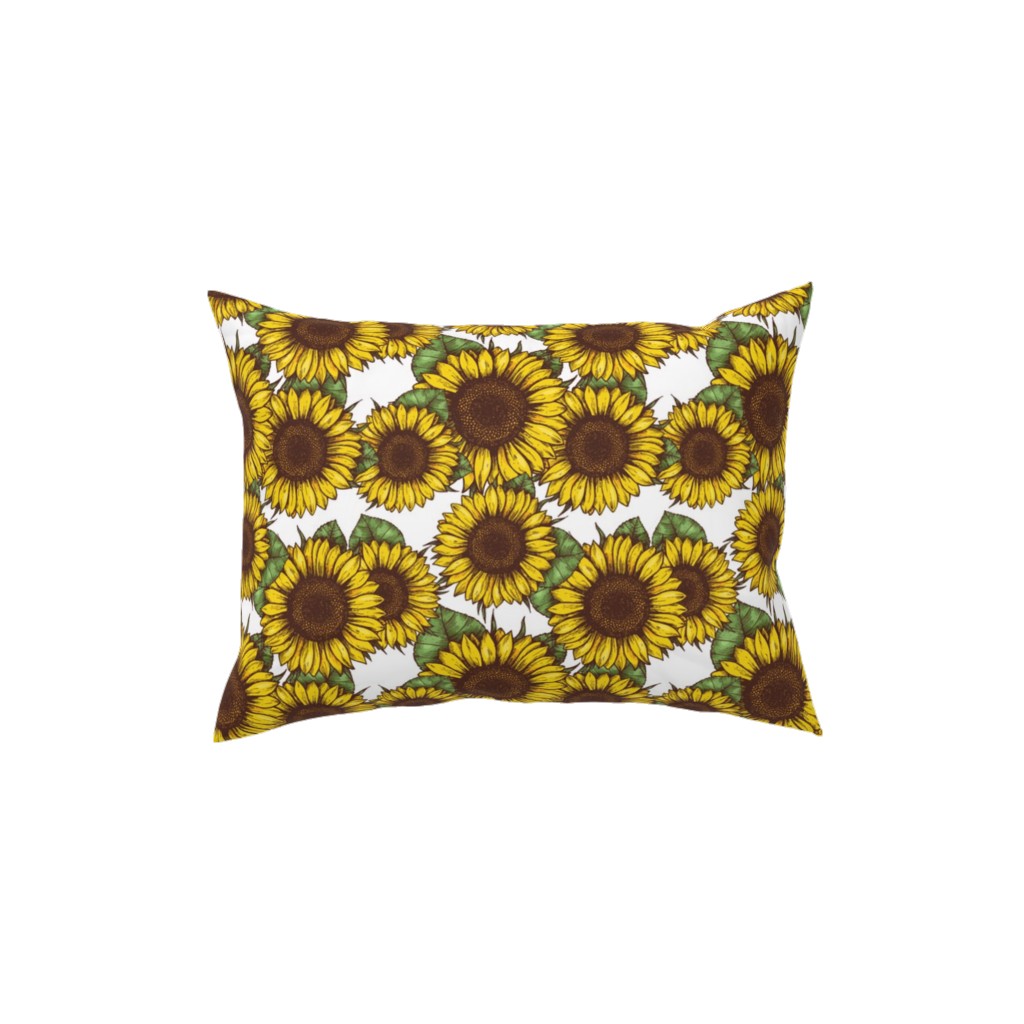 Sunflowers Pillow, Woven, Beige, 12x16, Single Sided, Yellow, Classic Yellow