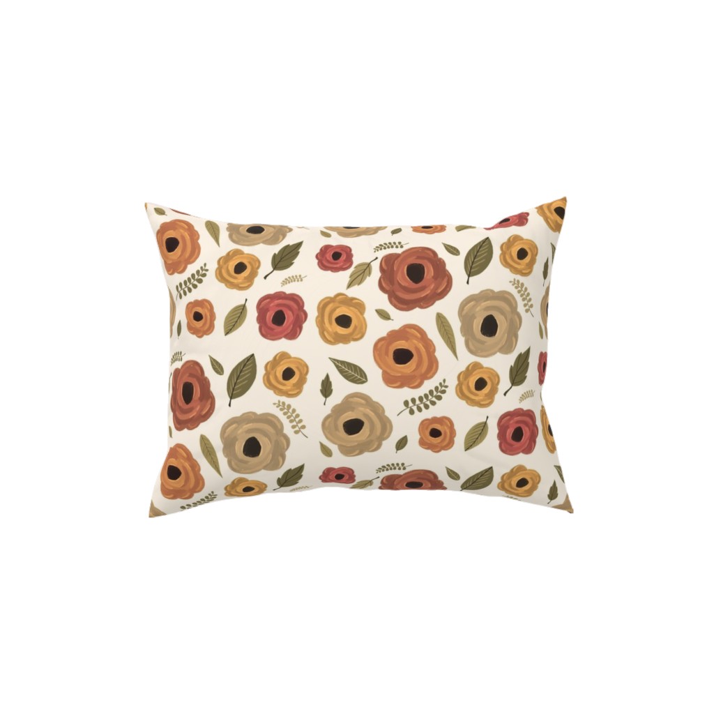 Fall Flowers - Light Pillow, Woven, Beige, 12x16, Single Sided, Multicolor