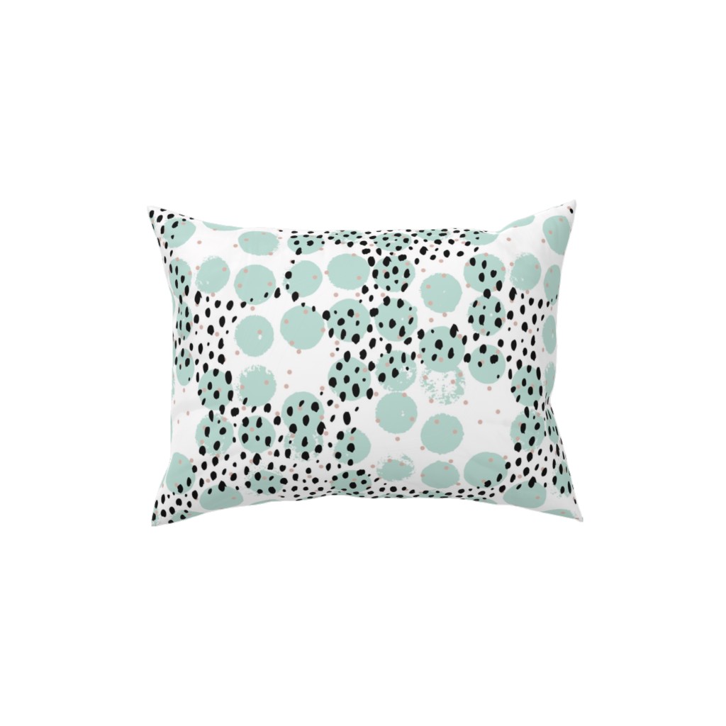 Abstract Rain - Green Pillow, Woven, Beige, 12x16, Single Sided, Green