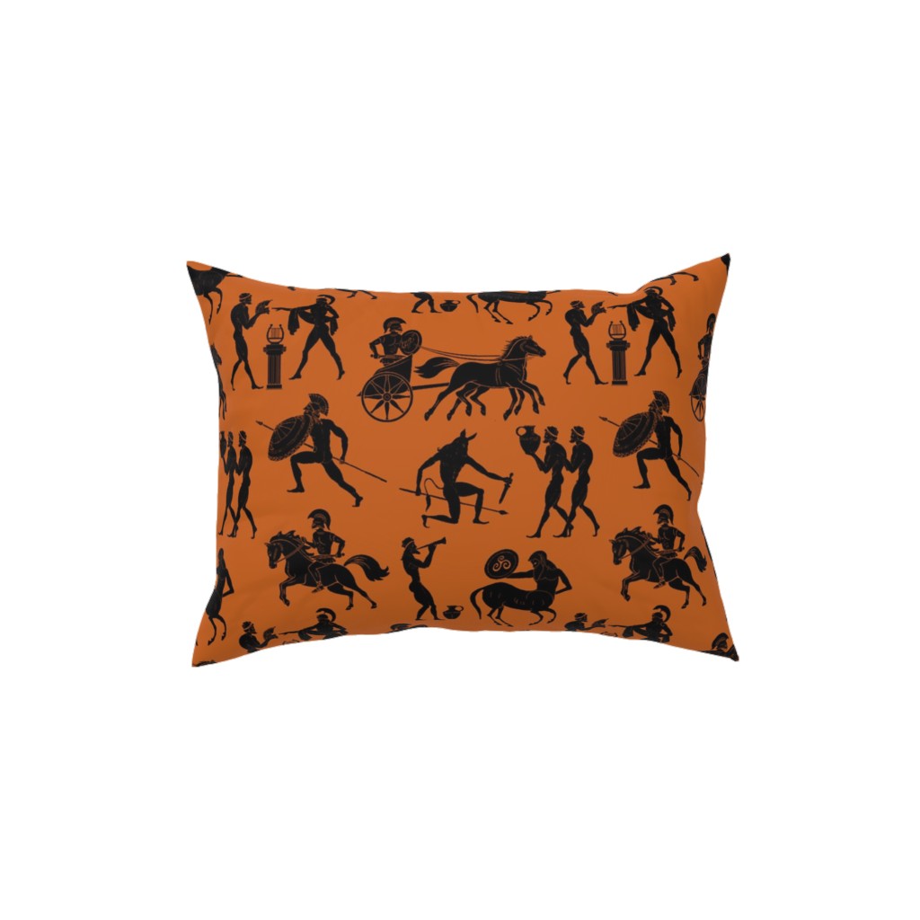 Greek Figures Pillow, Woven, Beige, 12x16, Single Sided, Orange, Persimmon