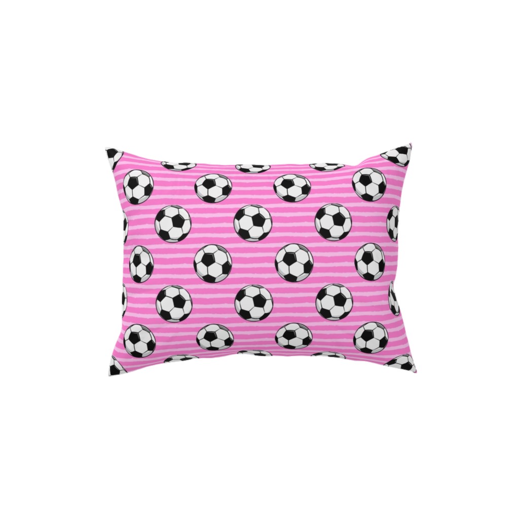 Soccer Balls Pillow, Woven, Beige, 12x16, Single Sided, Pink, Heather