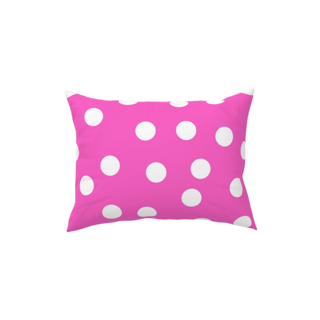 Polka Dot Scatter - Pink Pillow, Woven, Beige, 12x16, Single Sided, Pink, Bright Pink