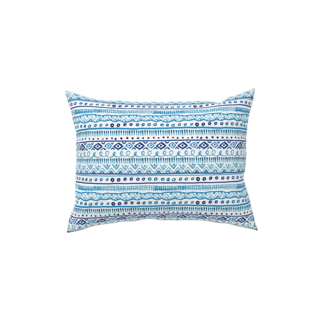 Painted Stripe - Blue Pillow, Woven, Beige, 12x16, Single Sided, Blue