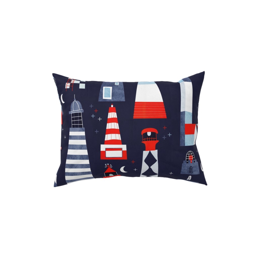 Scandi Lighthouse - Blue Pillow, Woven, Beige, 12x16, Single Sided, Blue, True Blue