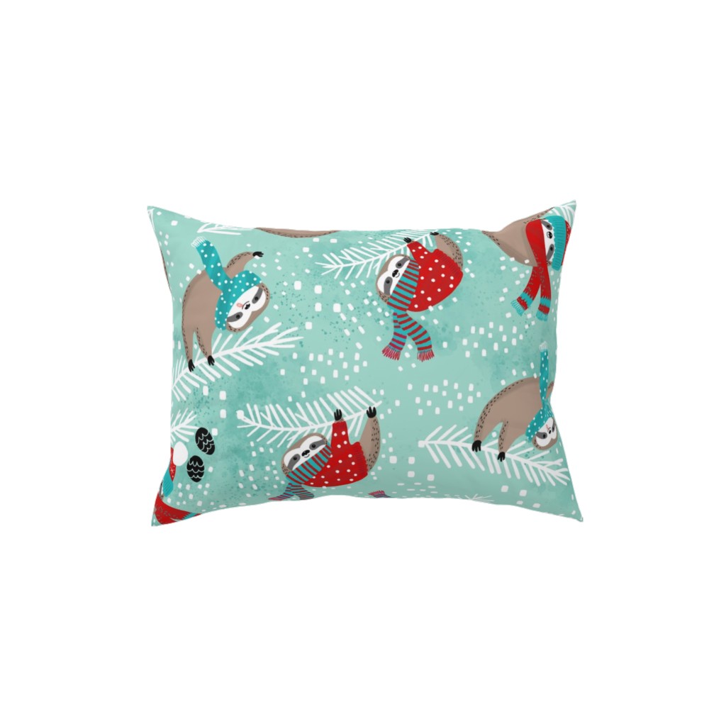 Snowy Sloths! Pillow, Woven, Beige, 12x16, Single Sided, Multicolor