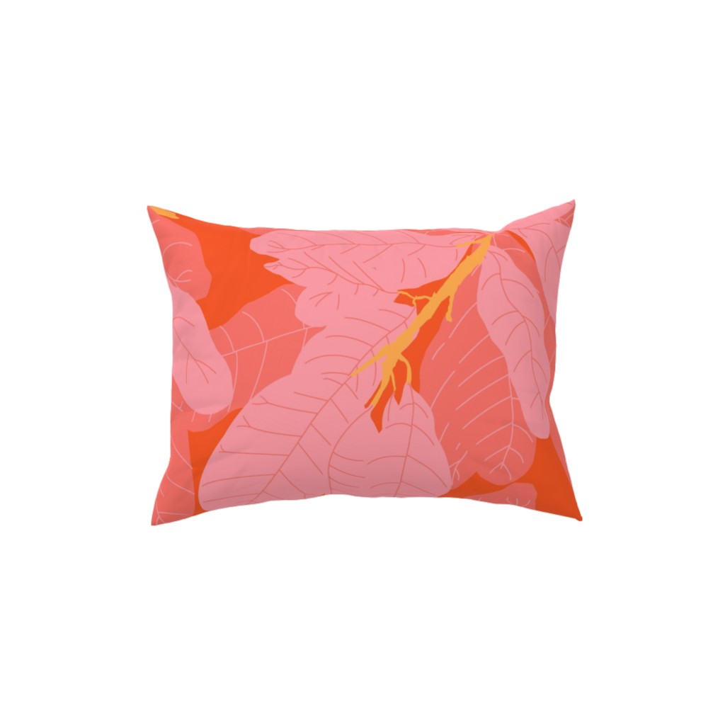 Tropical Banana Leaves - Coral Spice Pillow, Woven, Beige, 12x16, Single Sided, Pink