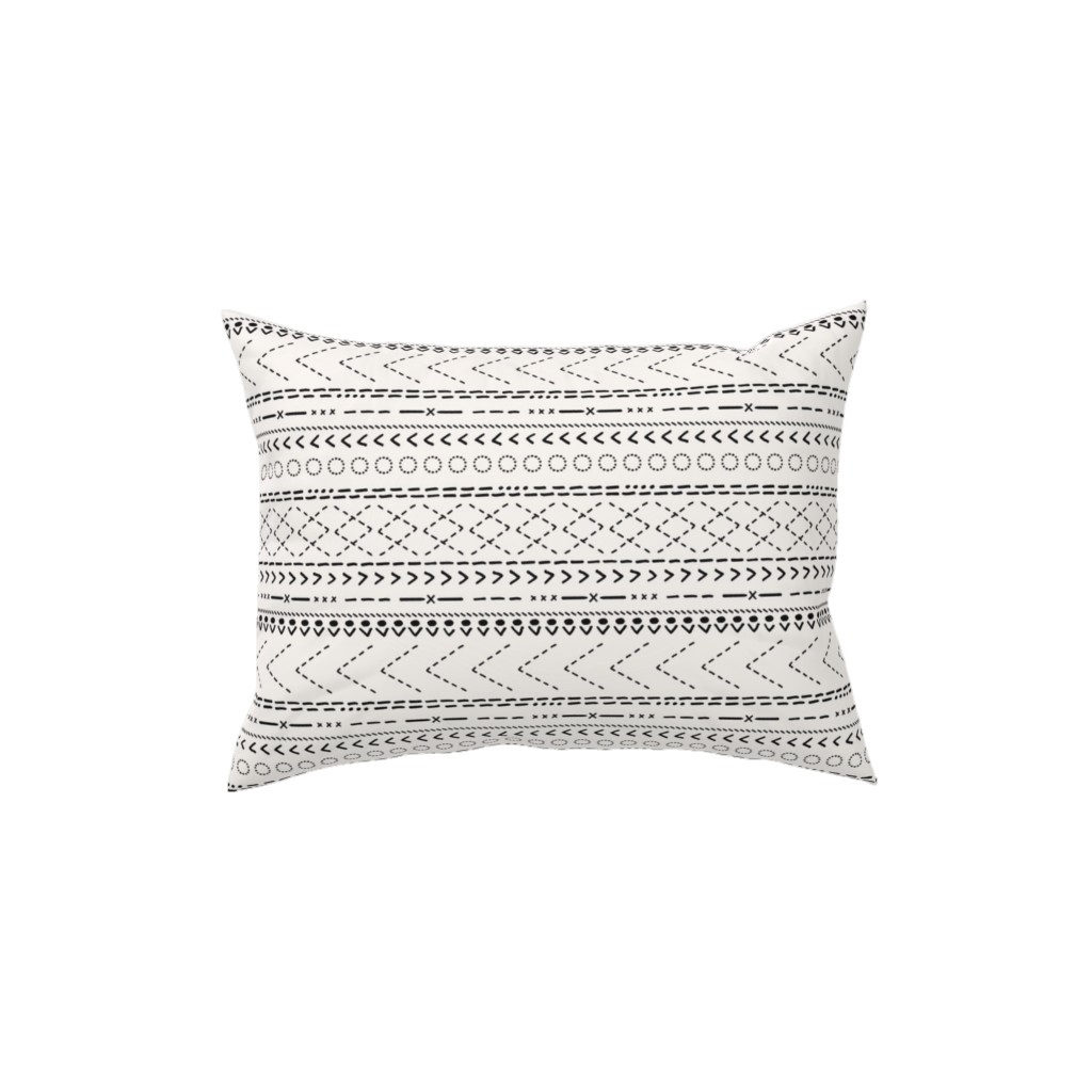 Minimal Mudcloth Bohemian - Light Pillow, Woven, Beige, 12x16, Single Sided, Beige, Pearl