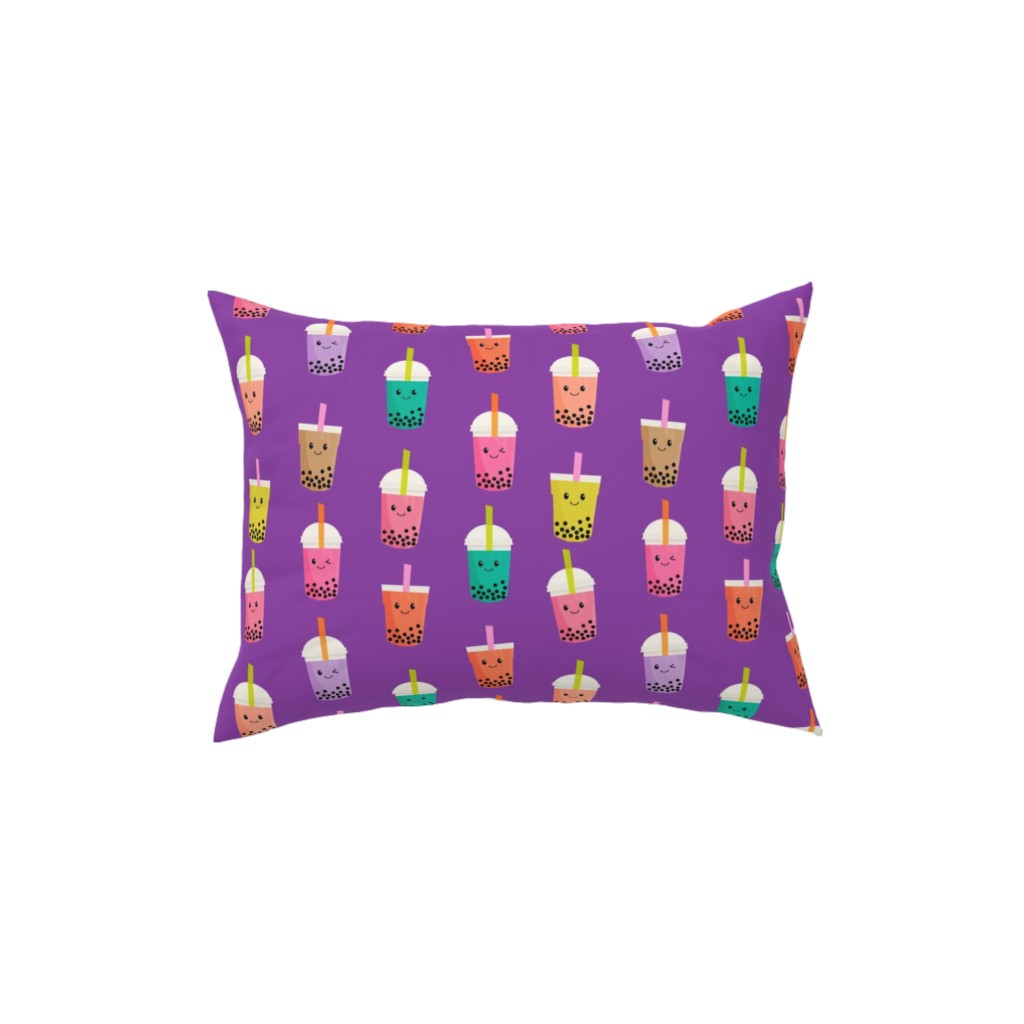 Boba Tea Pillow, Woven, Beige, 12x16, Single Sided, Purple, Lupin