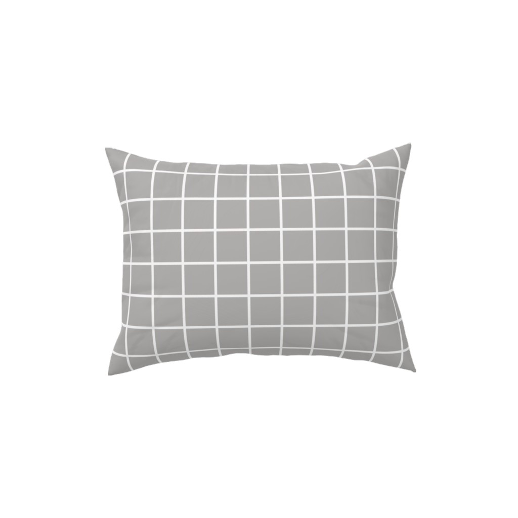 Window Pane Pillow, Woven, Beige, 12x16, Single Sided, Gray