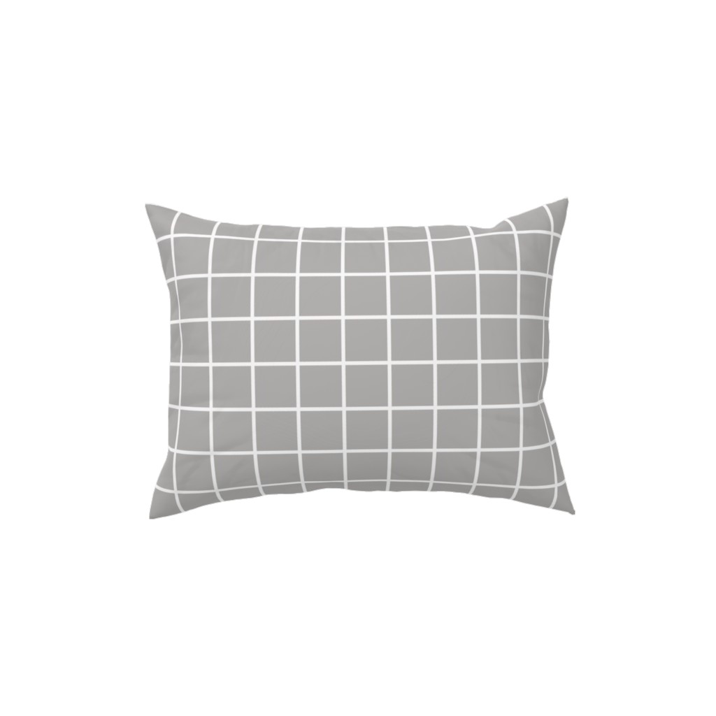 Window Pane Pillow, Woven, Beige, 12x16, Single Sided, Gray, Stone