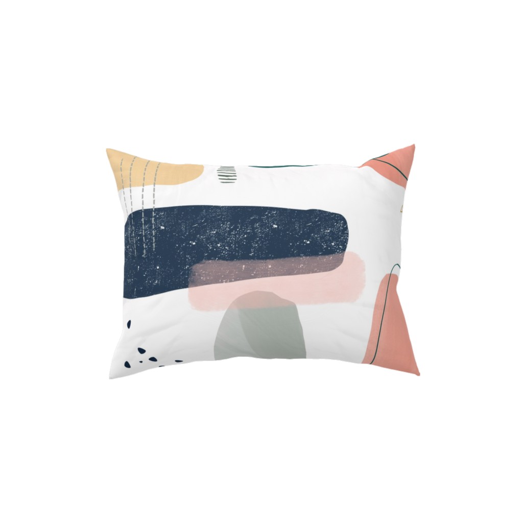 Abstract Minima - Multi on White Pillow, Woven, Beige, 12x16, Single Sided, Multicolor