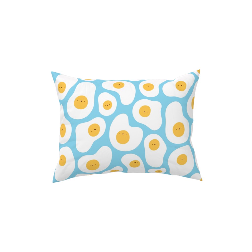 Cute Fried Eggs - Blue Pillow, Woven, Beige, 12x16, Single Sided, Blue, True Blue