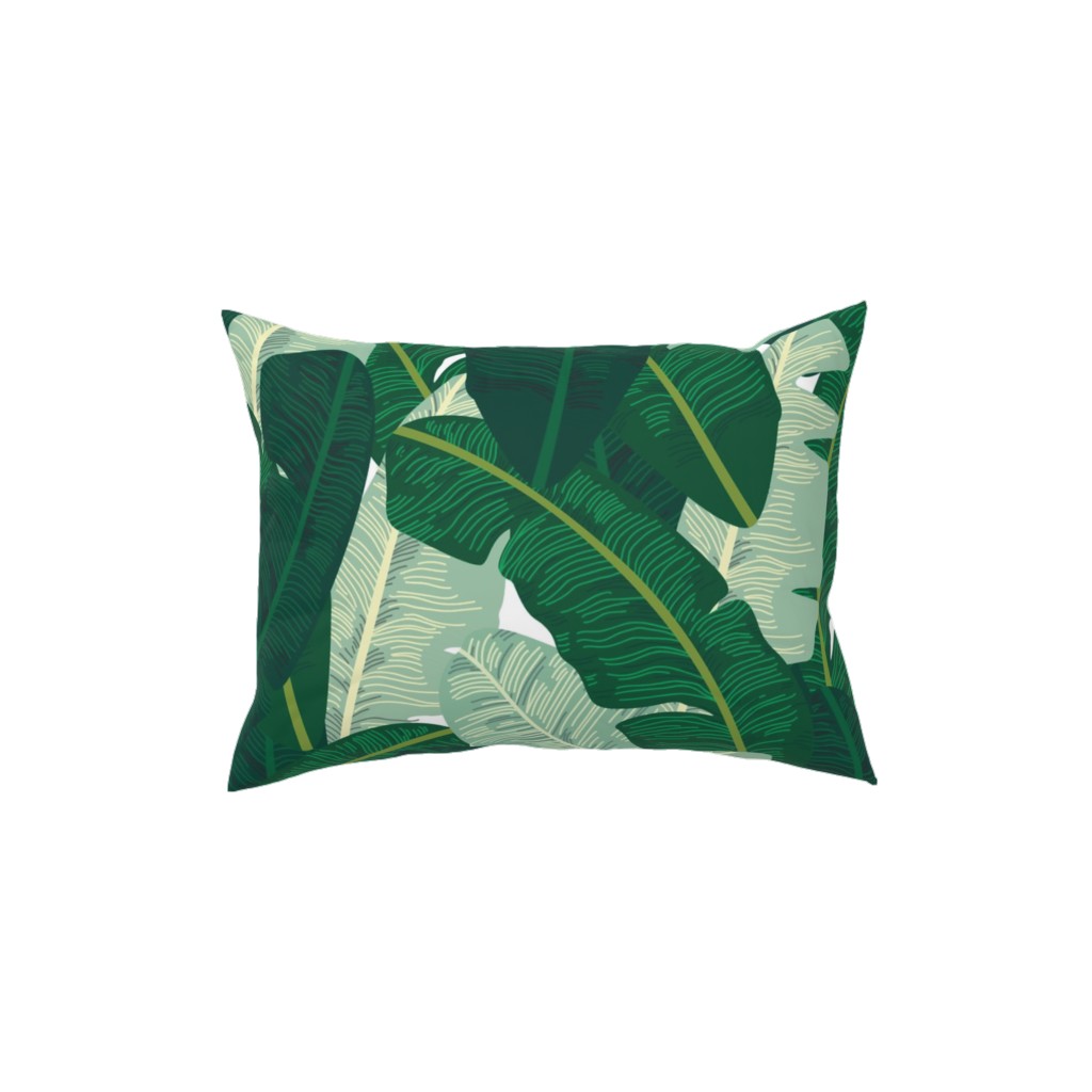 Classic Banana Leaves - Palm Springs Green Pillow, Woven, Beige, 12x16, Single Sided, Green