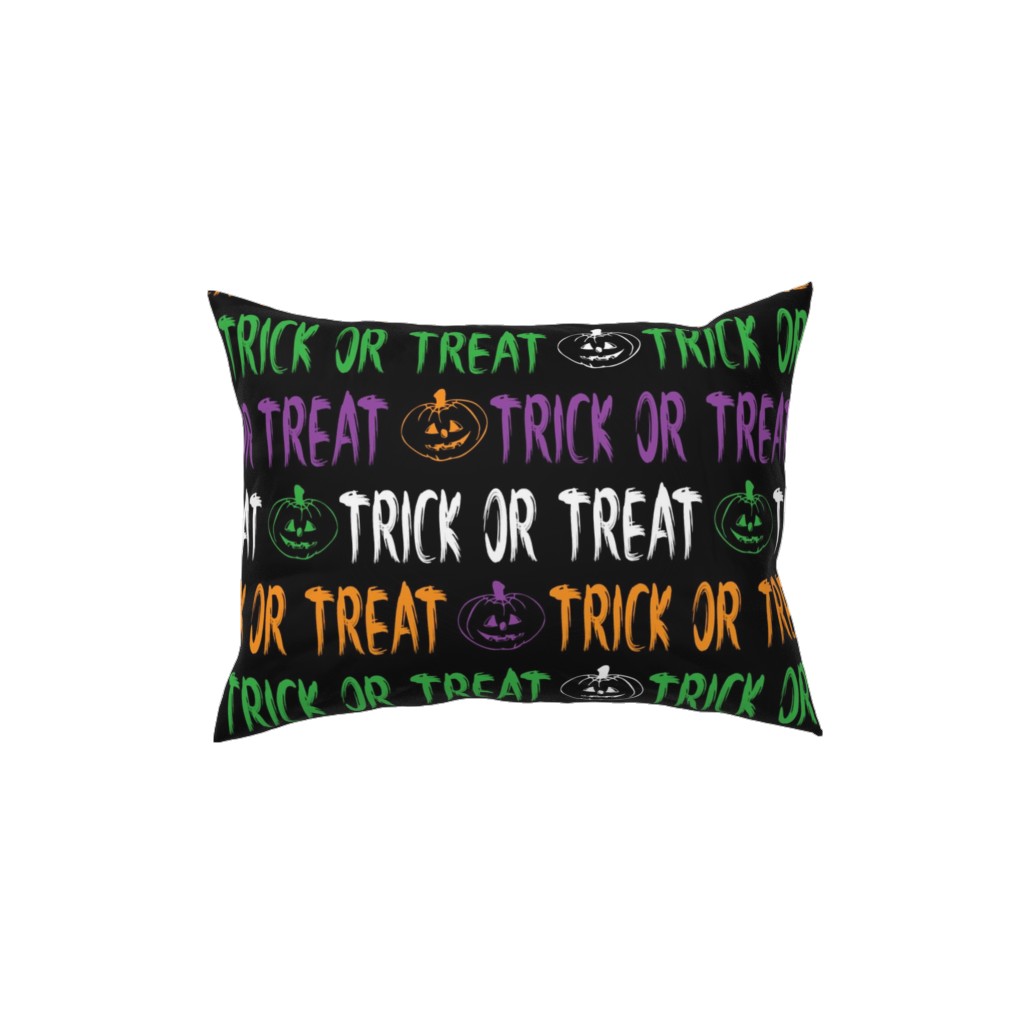 Trick or Treat Halloween Typography - Multi Pillow, Woven, Beige, 12x16, Single Sided, Multicolor