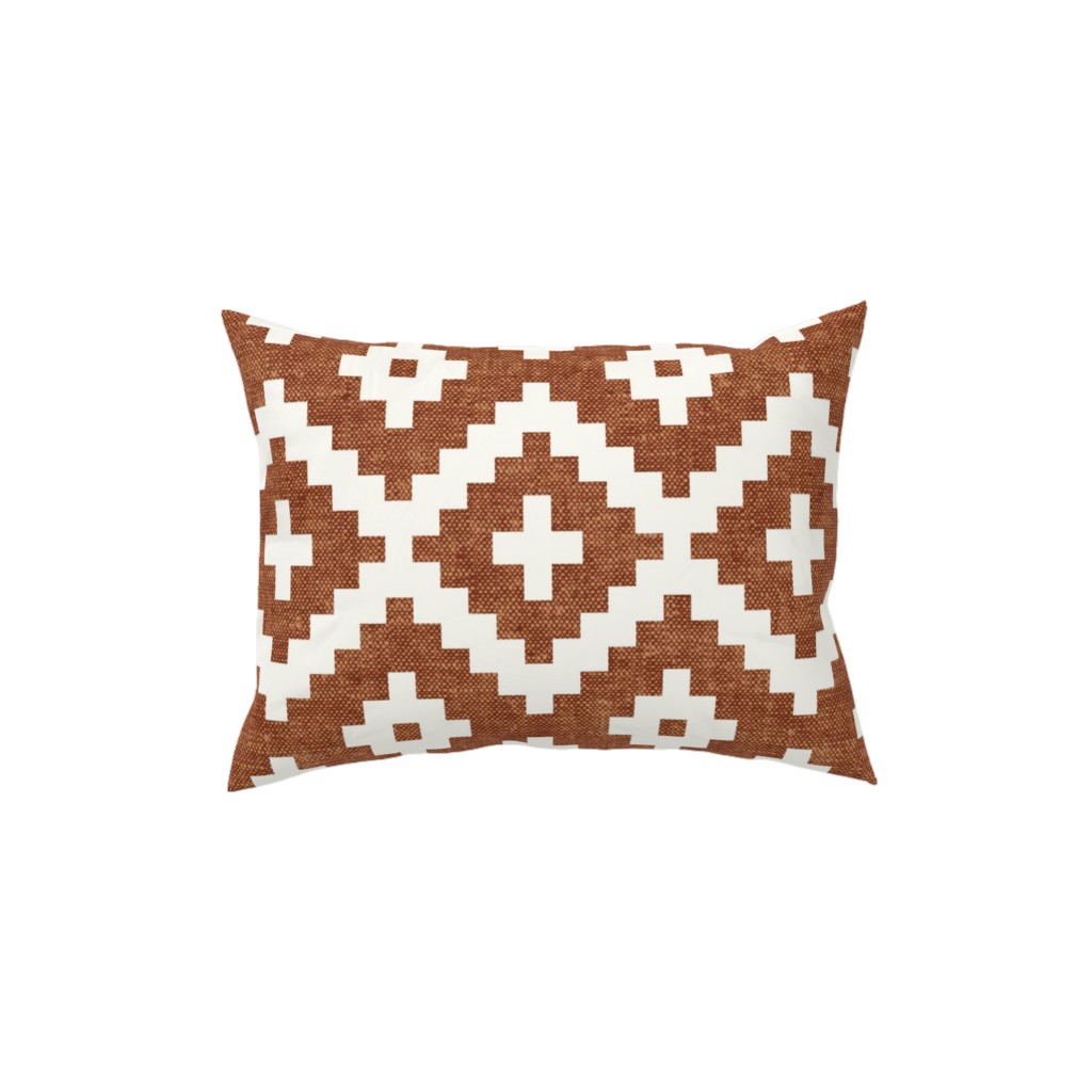Geometric Woven Aztec - Ginger Pillow, Woven, Beige, 12x16, Single Sided, Brown, Brown