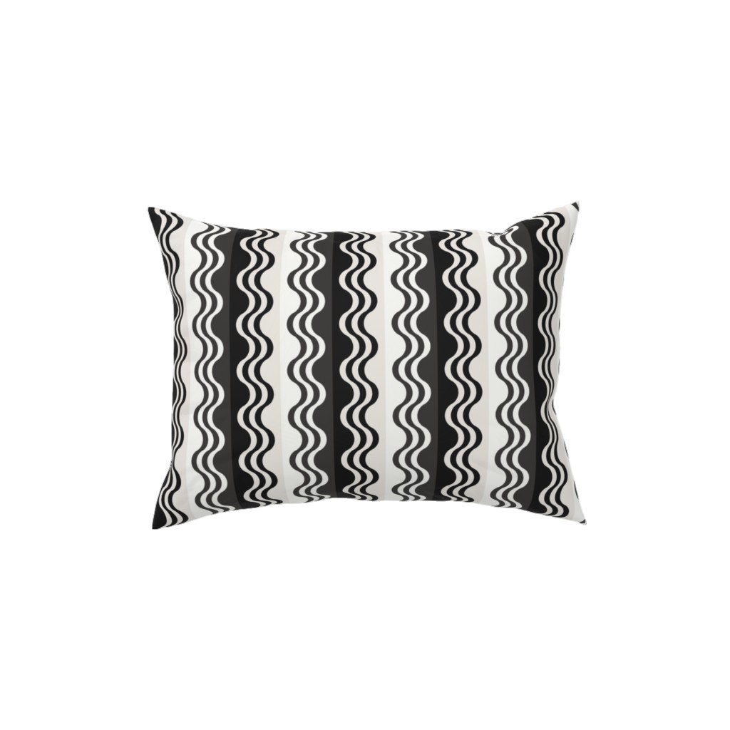 Sea Shell Waves - Grey Pillow, Woven, Beige, 12x16, Single Sided, Black