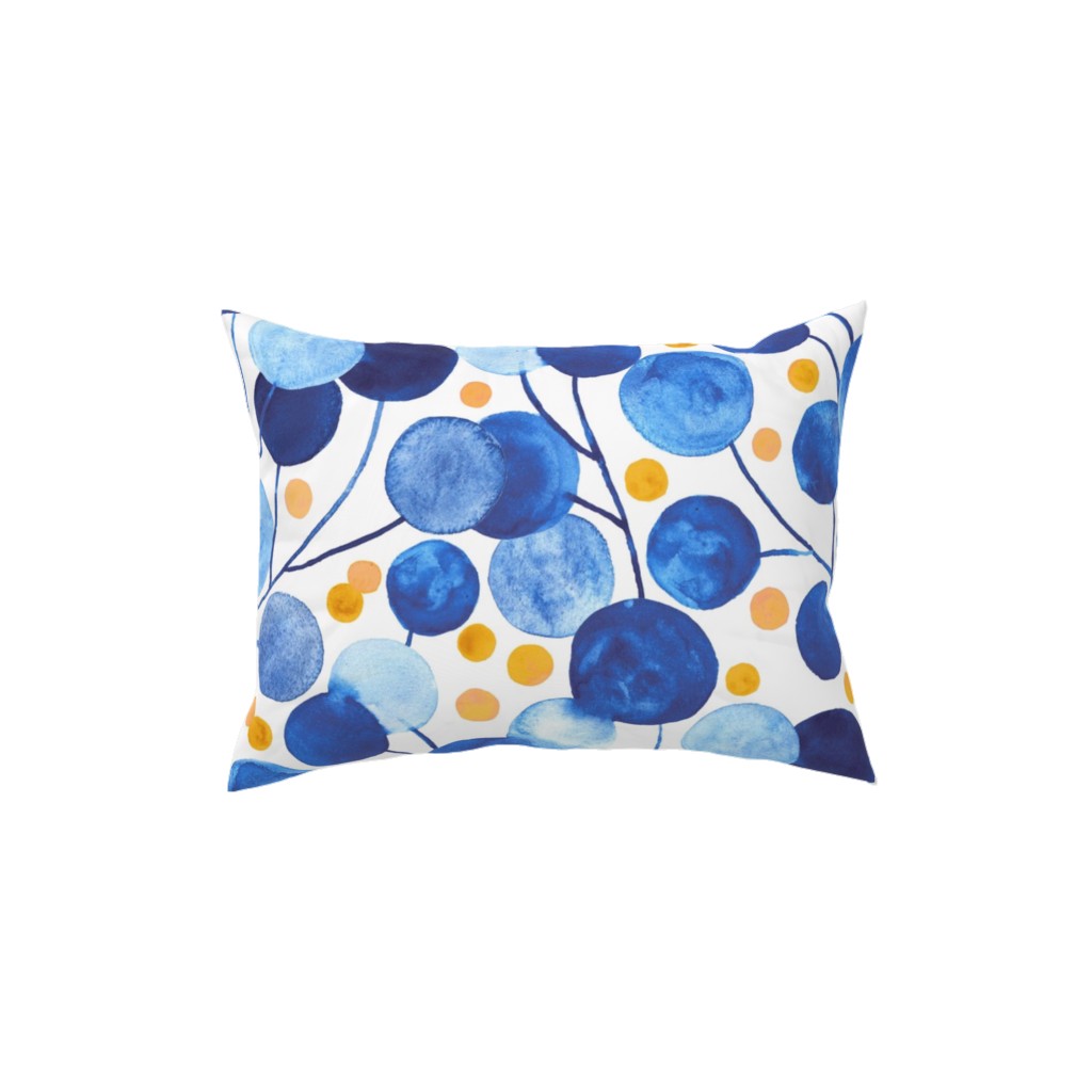 Pompom Plants - Cobalt and Gold Pillow, Woven, Beige, 12x16, Single Sided, Blue, True Blue