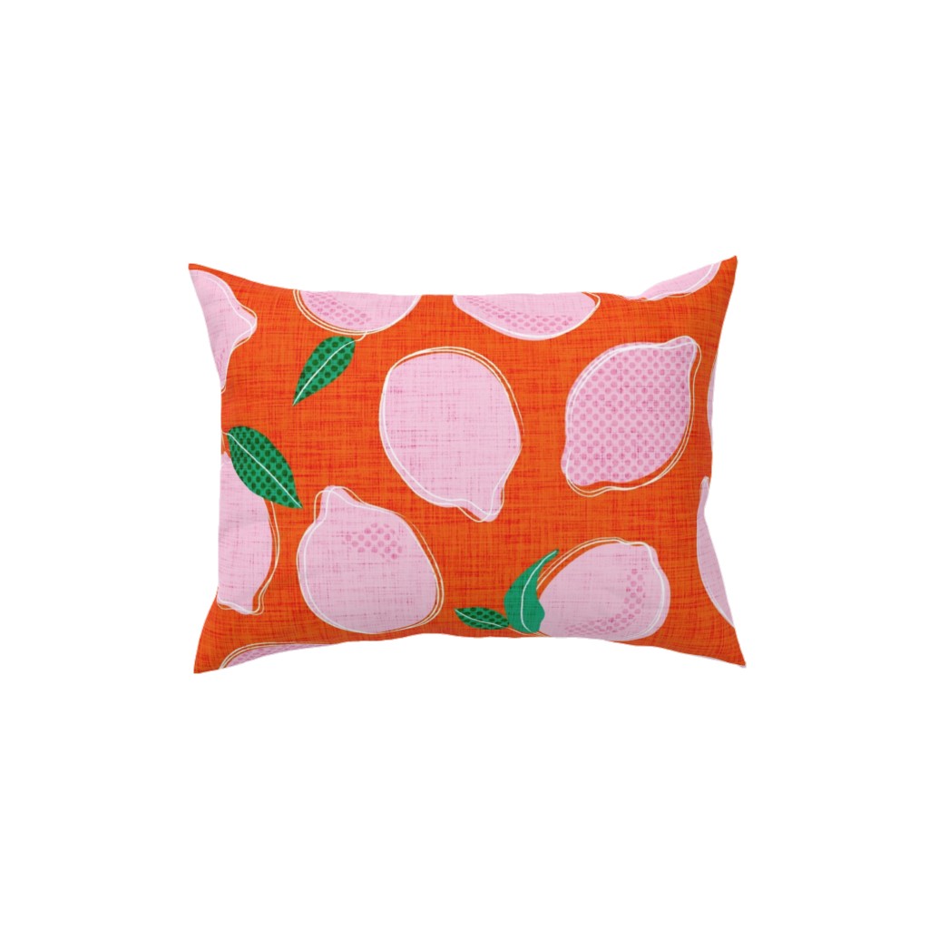 Lemon Pop - Blood Orange and Cotton Candy Pillow, Woven, Beige, 12x16, Single Sided, Pink