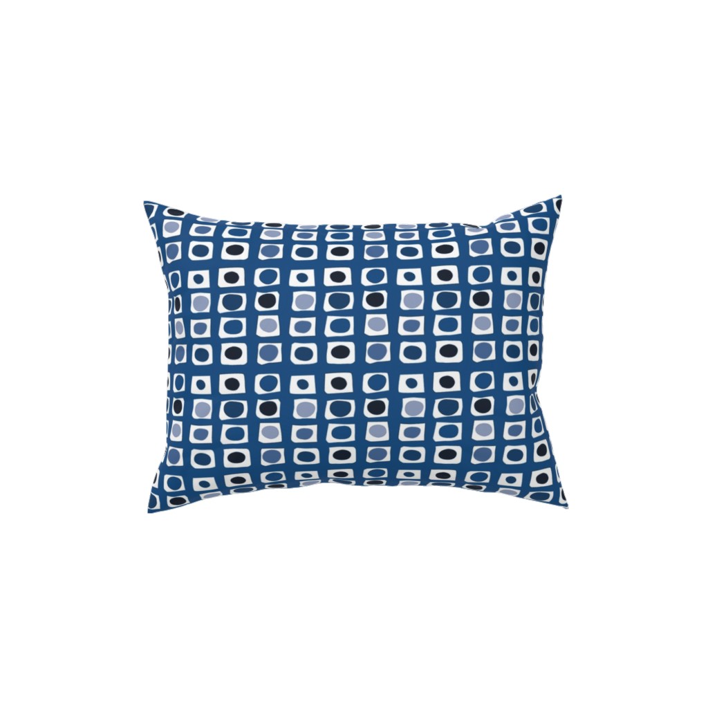 Little White Rectangles - Classic Blue Pillow, Woven, Beige, 12x16, Single Sided, Blue, True Blue
