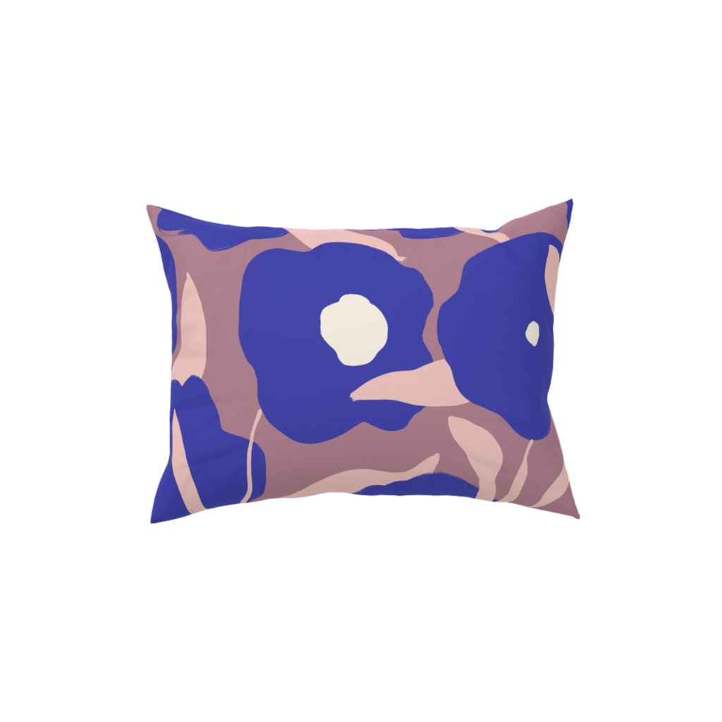 Allover Flowers - Blue Pillow, Woven, Beige, 12x16, Single Sided, Purple, Purple