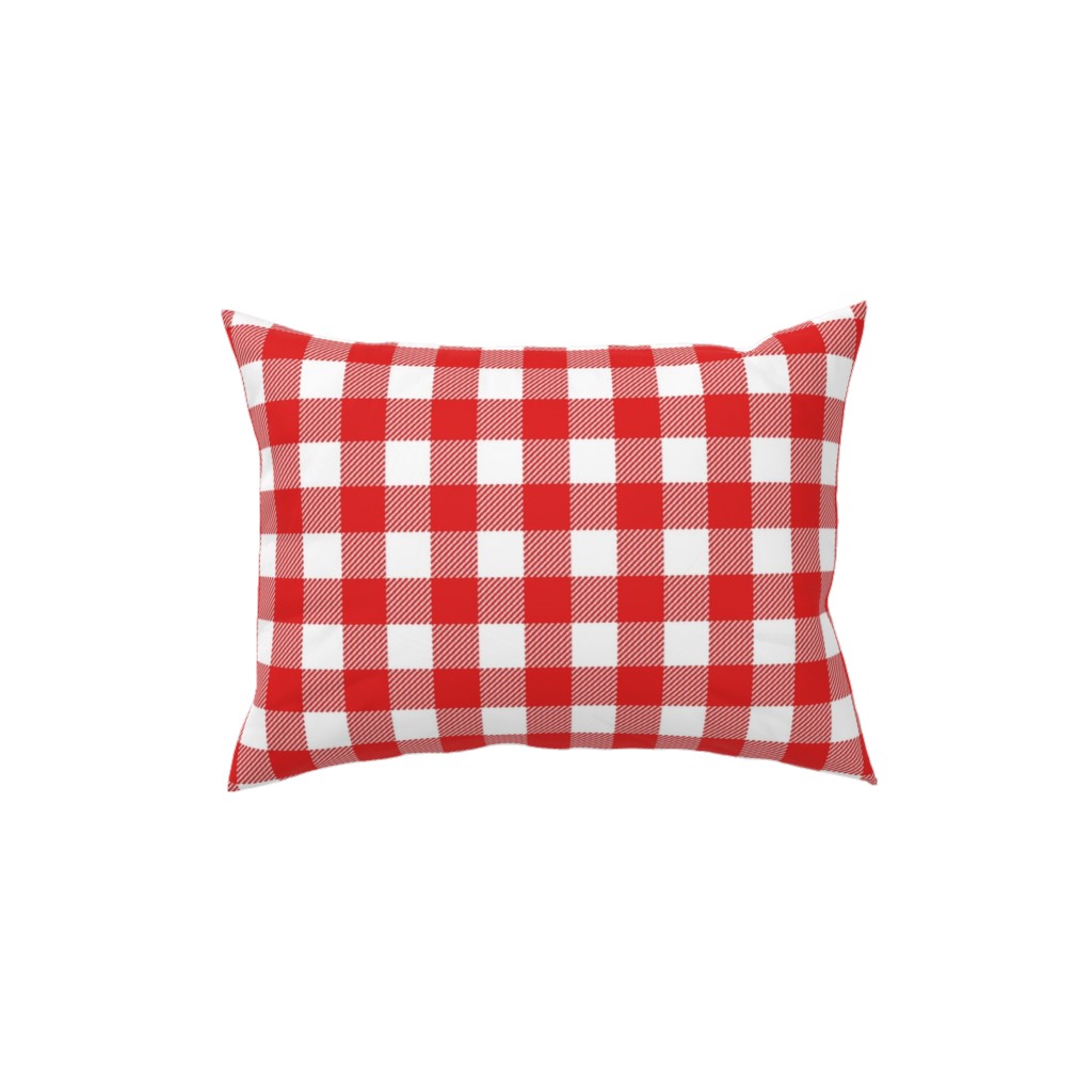 Buffalo Plaid Pillow, Woven, Beige, 12x16, Single Sided, Red, Firecracker