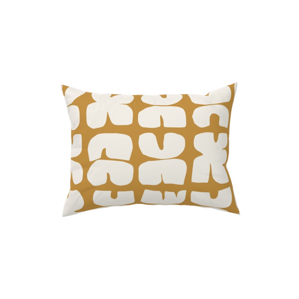 Xpot Block Print - Yellow and Cream Pillow, Woven, Beige, 12x16, Single Sided, Yellow