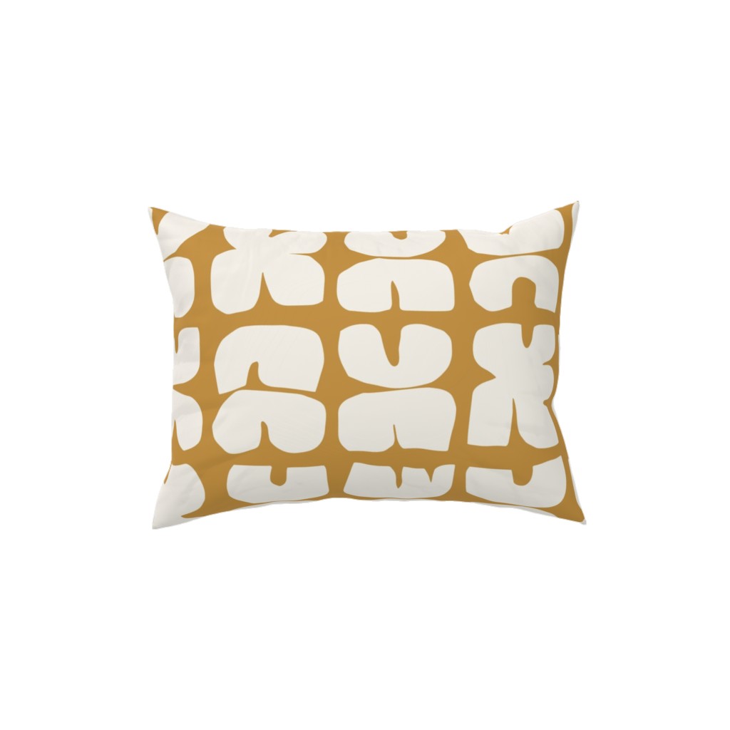 Xpot Block Print - Yellow and Cream Pillow, Woven, Beige, 12x16, Single Sided, Yellow, Classic Yellow