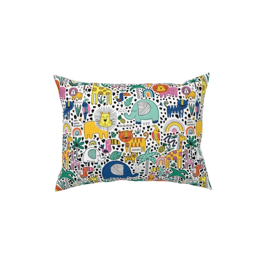 Safari Fun - Multi Pillow, Woven, Beige, 12x16, Single Sided, Multicolor