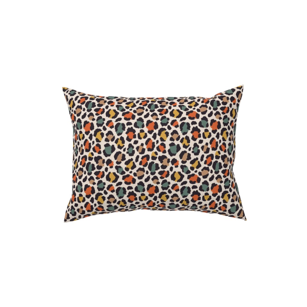 Colored Leopard Print - Mulit Pillow, Woven, Beige, 12x16, Single Sided, Multicolor