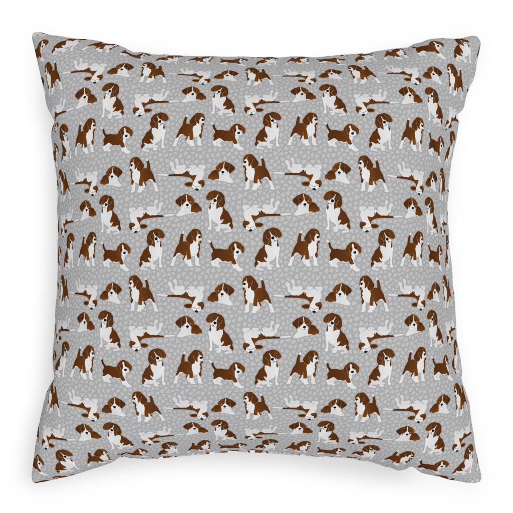 Beagle Dog Pillow, Woven, Black, 20x20, Single Sided, Gray