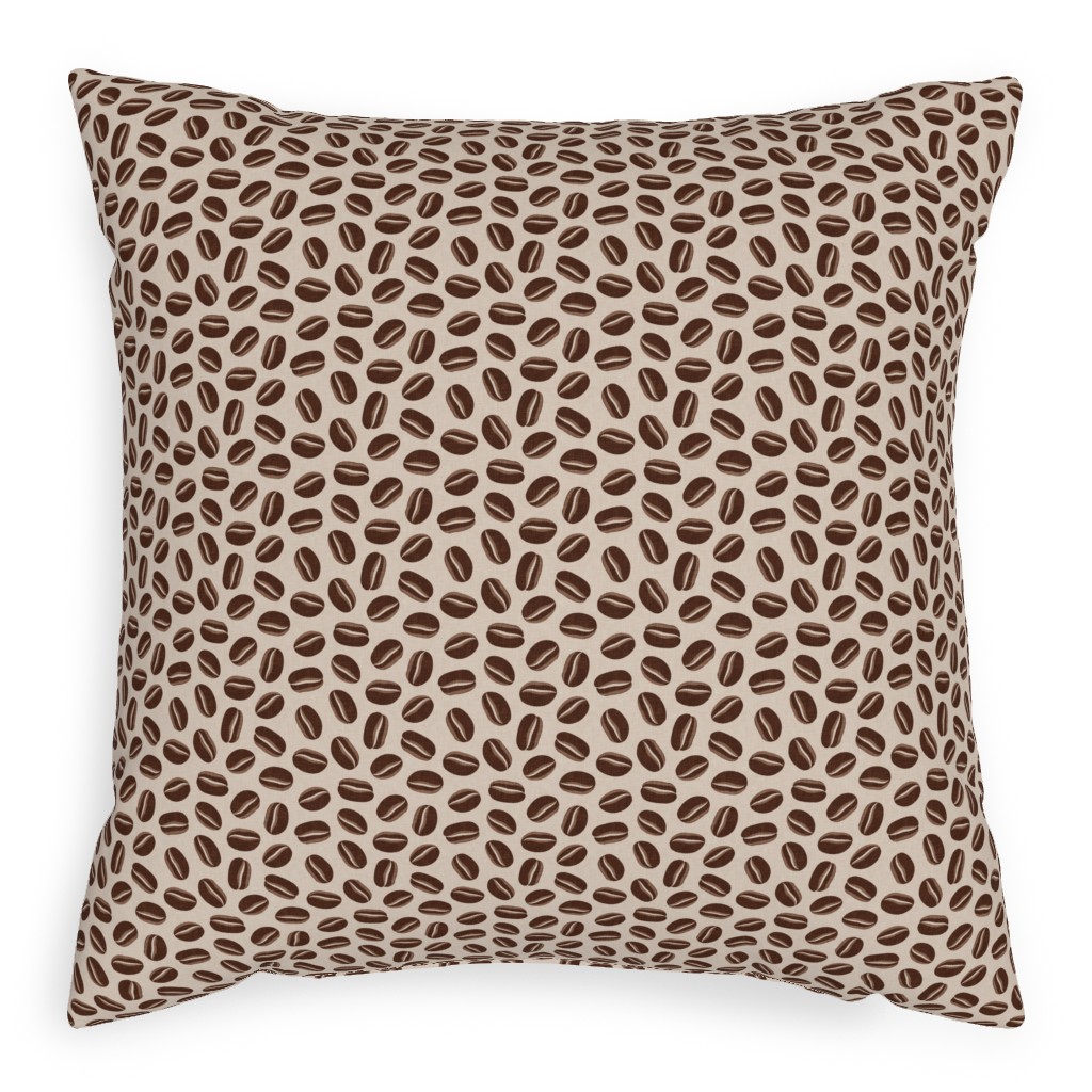 Coffee Beans - Coffee House - Beige Pillow, Woven, Black, 20x20, Single Sided, Brown