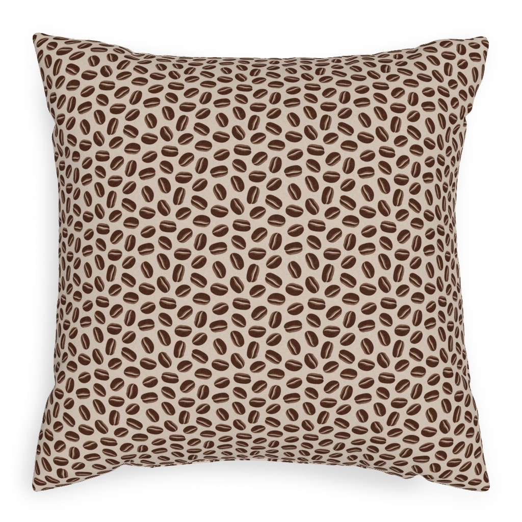 Coffee Beans - Coffee House - Beige Pillow, Woven, Black, 20x20, Single Sided, Brown, Brown