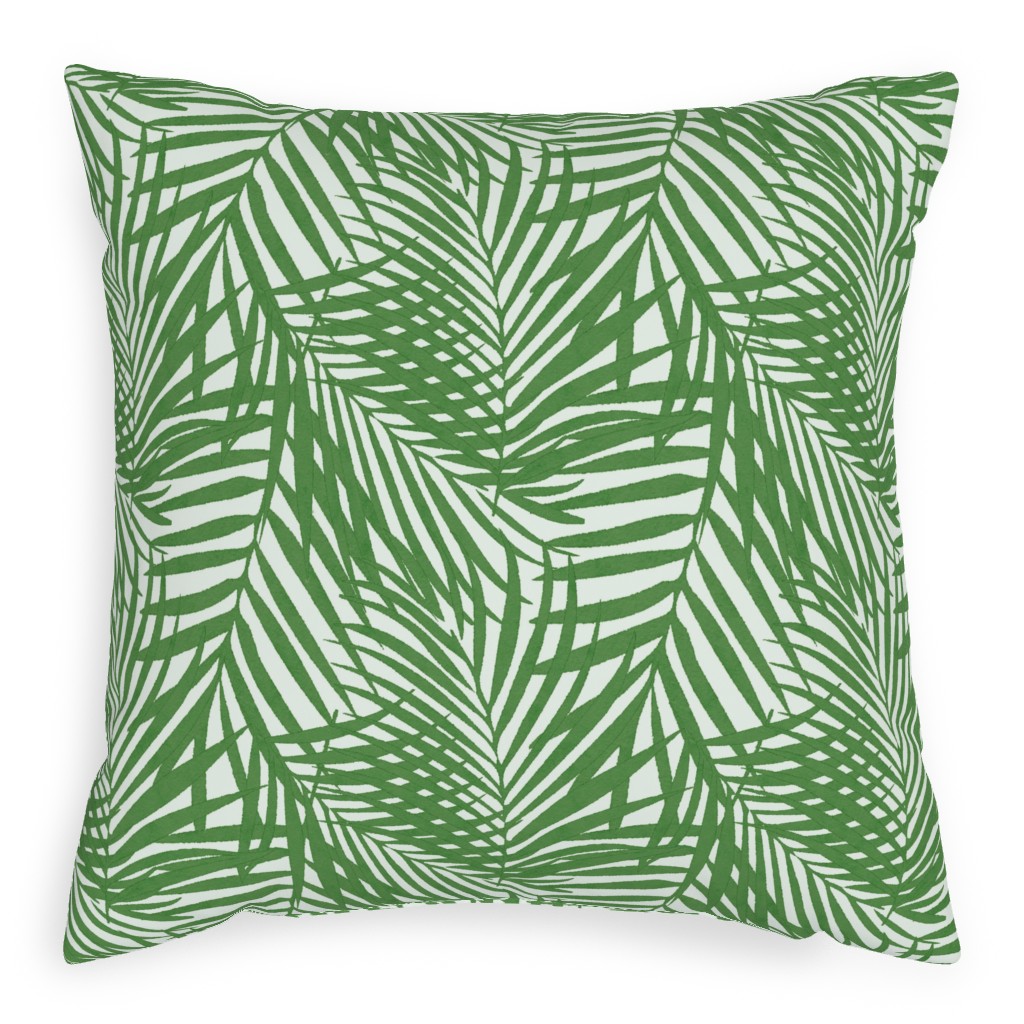 Watercolor Fronds - Green Pillow, Woven, Black, 20x20, Single Sided, Green