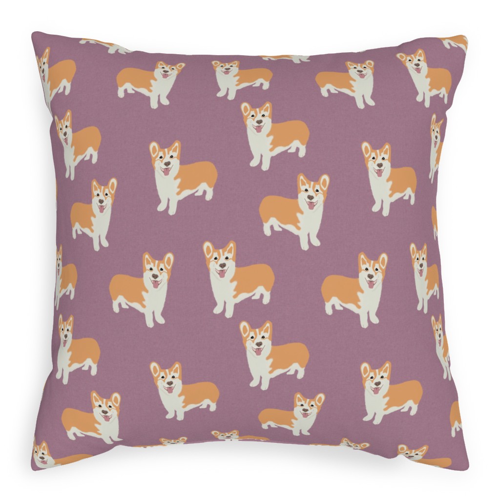 Corgi Pillow, Woven, Black, 20x20, Single Sided, Purple, Koala