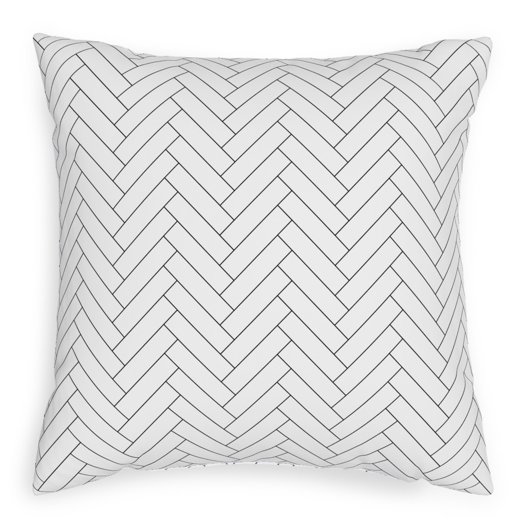 Simple Herringbone Chevron - Black and White Pillow, Woven, Black, 20x20, Single Sided, White, White