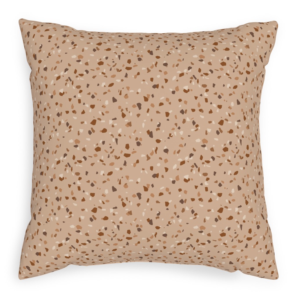 Terrazzo - Brown Pillow, Woven, Black, 20x20, Single Sided, Brown