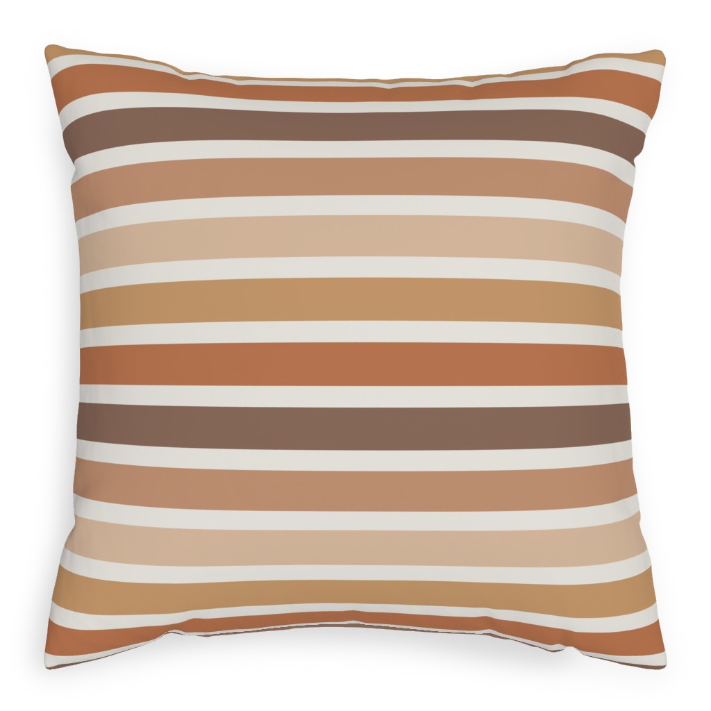 Retro Summer Stripe - Warm Tones Pillow, Woven, Black, 20x20, Single Sided, Pink