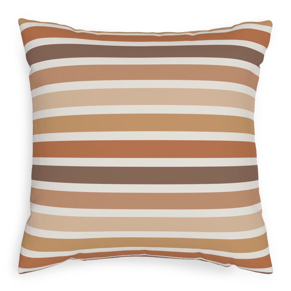 Retro Summer Stripe - Warm Tones Pillow, Woven, Black, 20x20, Single Sided, Pink, Bright Pink