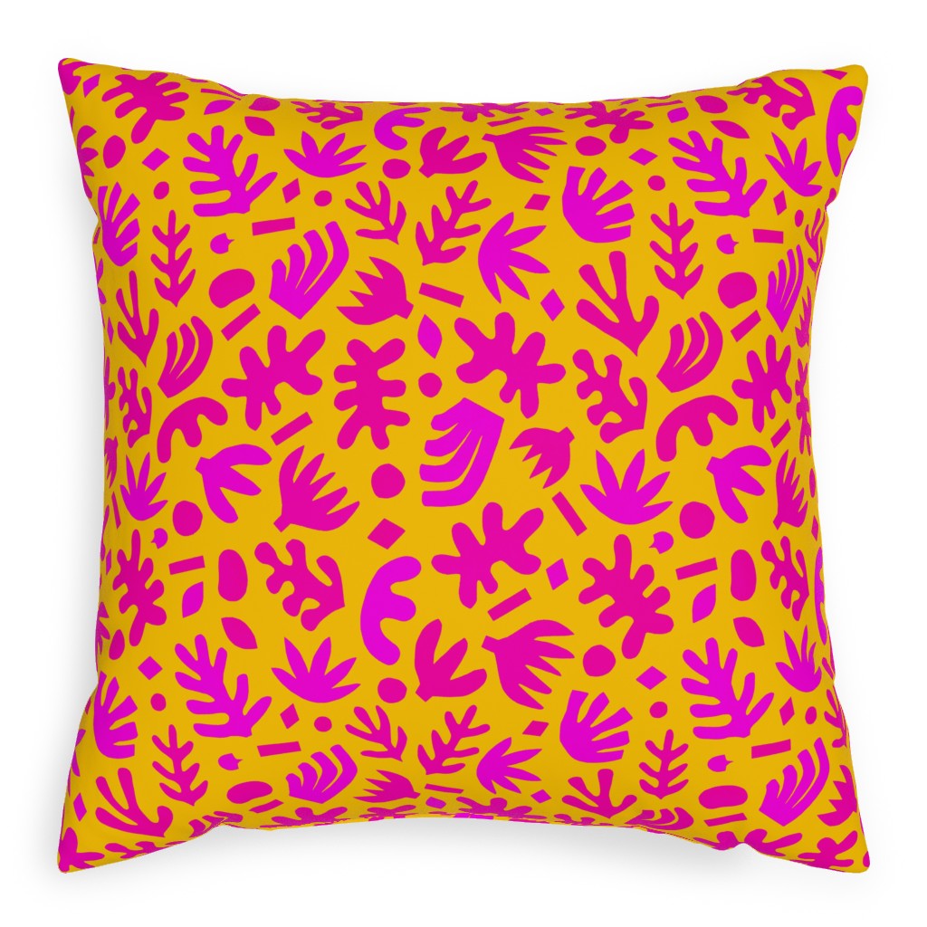 Matisse Paper Cuts - Neon Pillow, Woven, Black, 20x20, Single Sided, Pink, Bright Pink