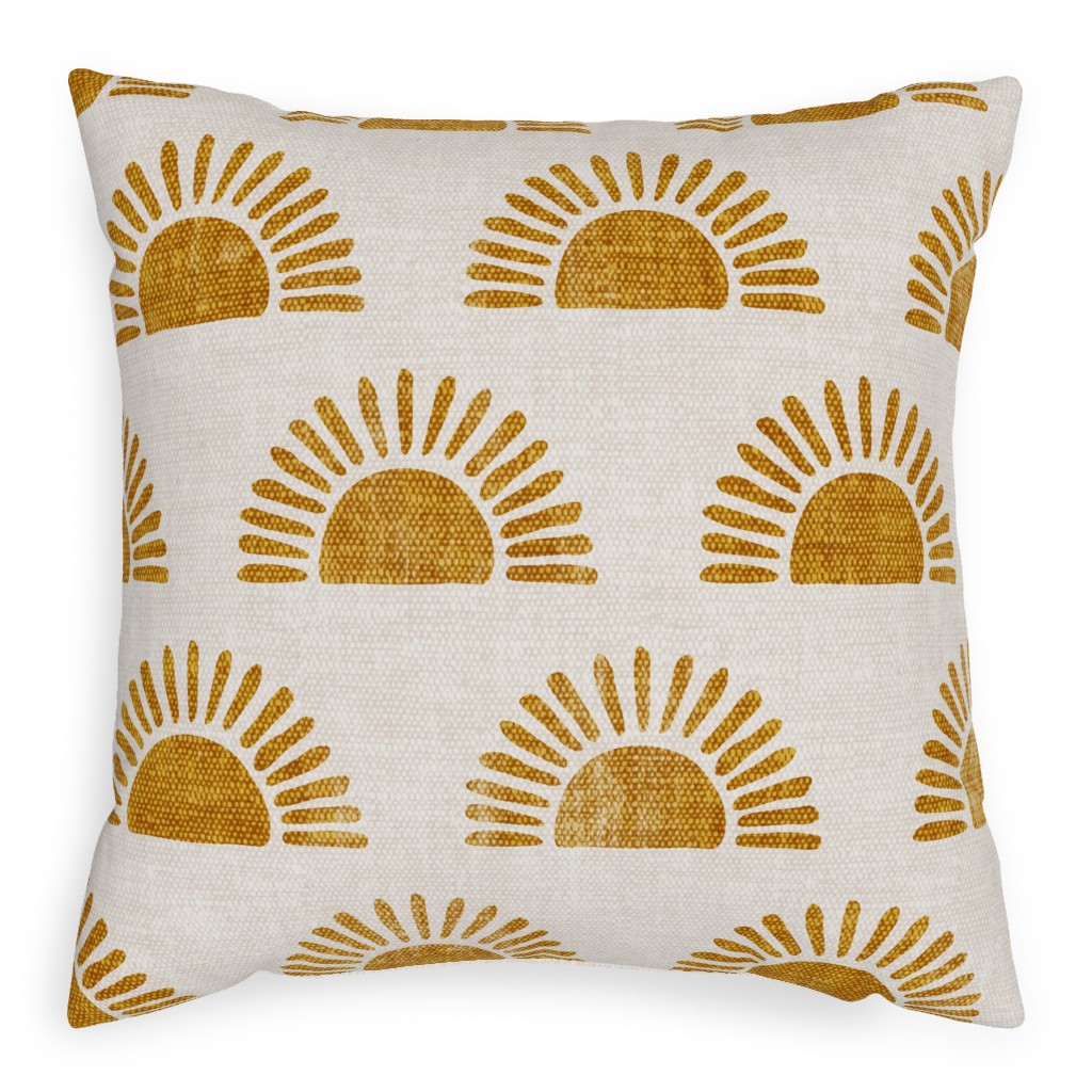 Sunshine - Golden Pillow, Woven, Black, 20x20, Single Sided, Yellow